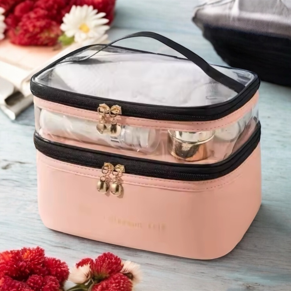 New - Double Layer Waterproof Travel Makeup and Toiletry Storage Bag - S…